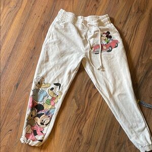 Disney White Sweatpants with Cartoon Design